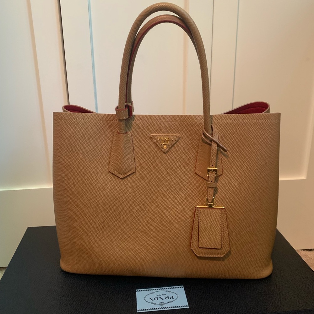 Prada Double Cuir Saffiano Leather - Medium - Caramel Fuoco - Sold out color!!!